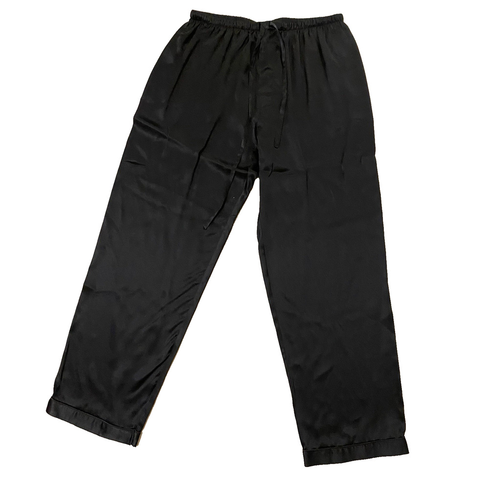 LilySilk Silk Pajama Pants Men L Black Mulberry Silk Luxury Loungewear Preppy